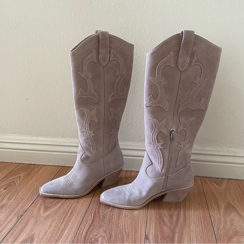 Dolce Vita Samare Western Boots Taupe Suede